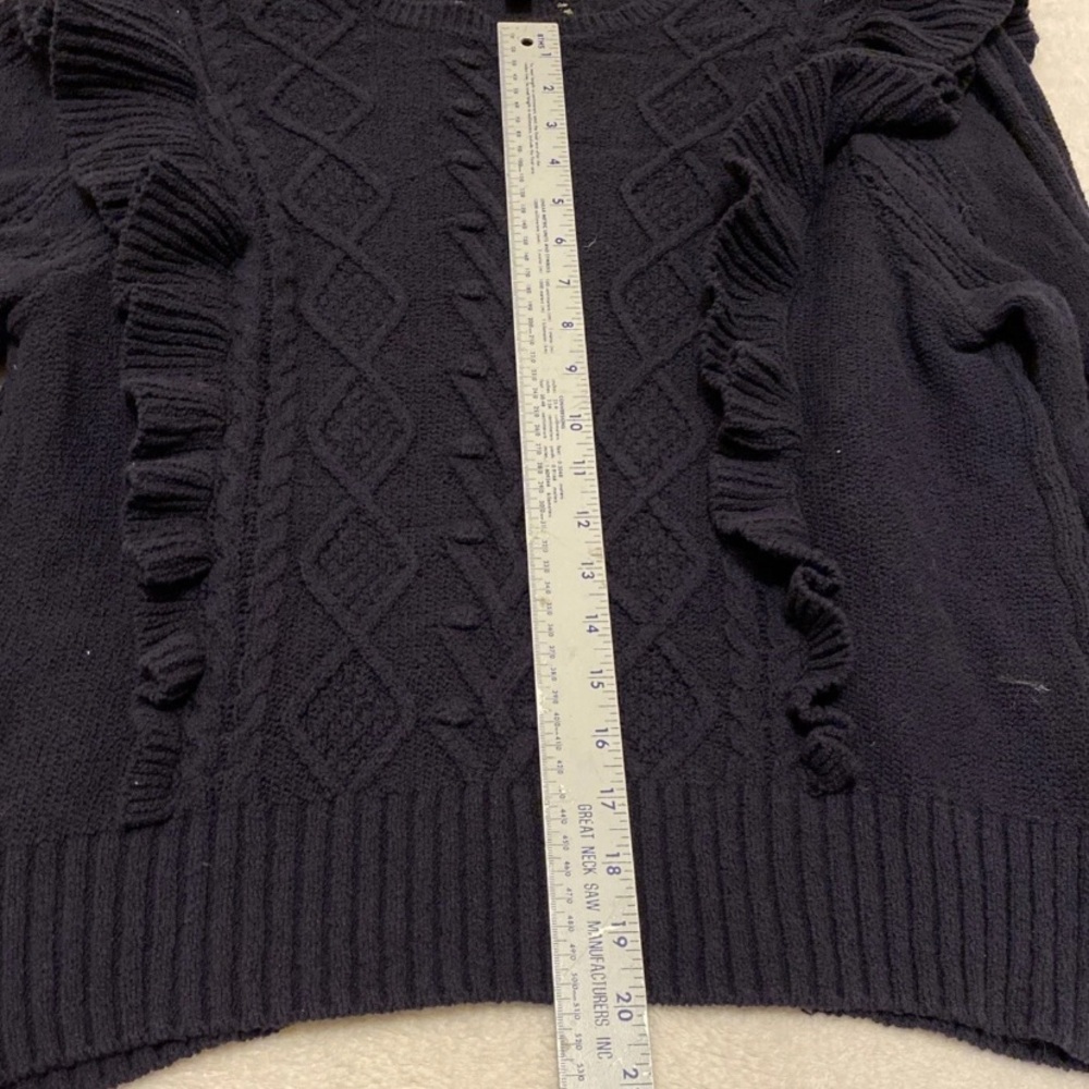 Express Navy Cable Knit Ruffle Sweater - Picture 11 of 13